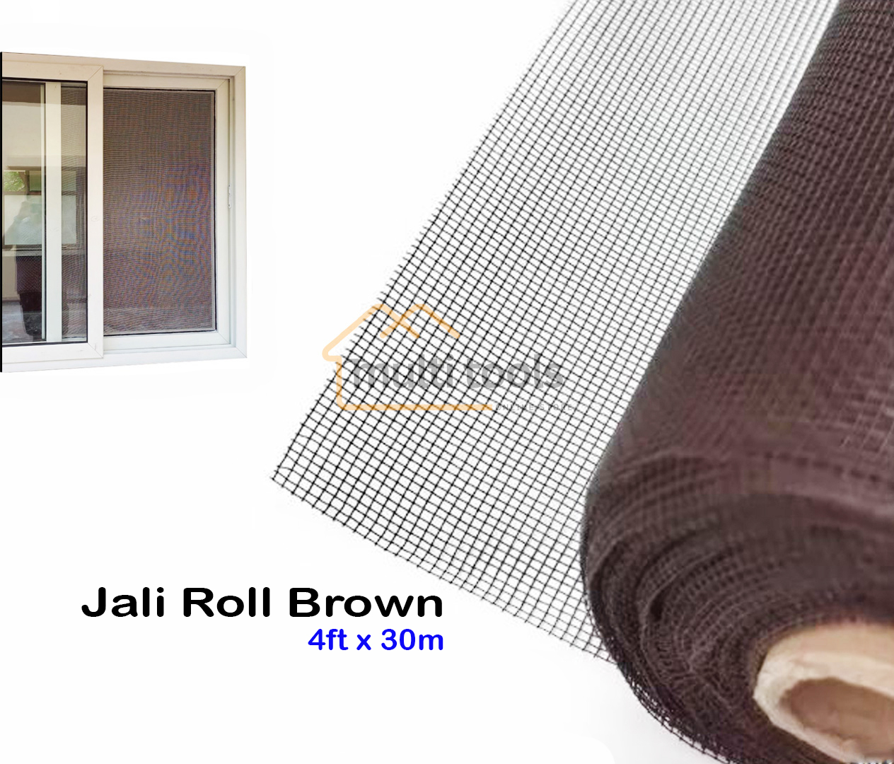 Fiber Net Brown Roll For Aluminium Window 4ft X 30m